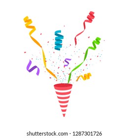 Vector confetti. Festive illustration. Party popper isolated on white background.