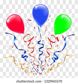 Vector confetti. Festive illustration. Party popper isolated on white background