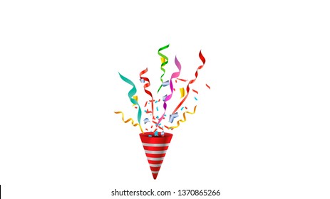 Vector confetti. Festive illustration. Party popper isolated on white background.