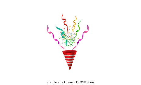 Vector confetti. Festive illustration. Party popper isolated on white background.