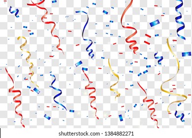 Vector confetti. Festive illustration. Party popper isolated on transparent background