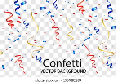 Vector confetti. Festive illustration. Party popper isolated on transparent background