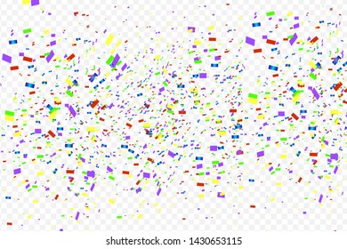 Vector confetti. Festive illustration. Party popper isolated on white background. Colorful confetti on a beautiful background. Celebration and party.