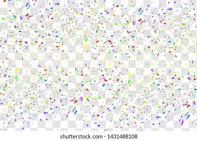 Vector confetti. Festive illustration. Party popper isolated on white background. Colorful confetti on a beautiful background. Celebration and party.