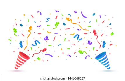 Vector confetti. Festive illustration. Party popper isolated on white background