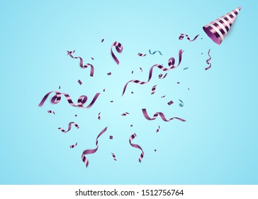 Vector confetti. Festive illustration. Party popper isolated on white background.