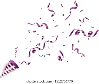 Vector confetti. Festive illustration. Party popper isolated on white background.