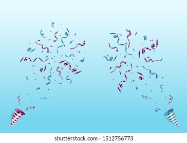 Vector confetti. Festive illustration. Party popper isolated on white background.