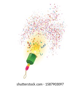 Vector confetti. Festive illustration. Party popper isolated on white background.