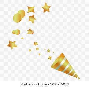 Vector confetti. Festive illustration. Party popper isolated on transparent background.