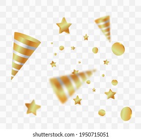 Vector confetti. Festive illustration. Party popper isolated on transparent background.