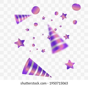 Vector confetti. Festive illustration. Party popper isolated on transparent background.