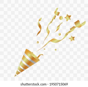 Vector confetti. Festive illustration. Party popper isolated on transparent background.
