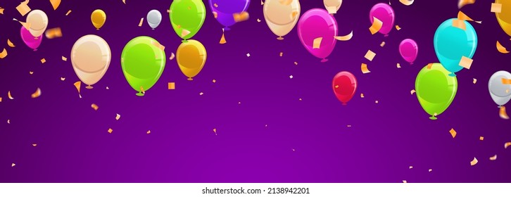 Vector confetti. Festive illustration. Party popper isolated on background Set of Balloons for Birthday, Anniversary, Celebration Holiday Symbol Of Event