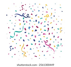 Vector confetti. Festive illustration. Party popper isolated on white background. Colorful confetti explosion.