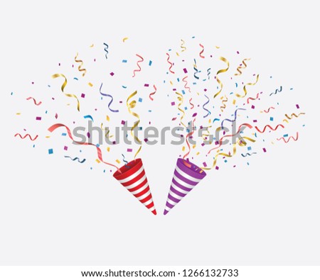 Vector confetti. Festive illustration. Party popper isolated on white background.