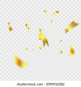 Vector confetti. Gold confetti falls. confetti, streamer, tinsel on a transparent background for design and congratulations.