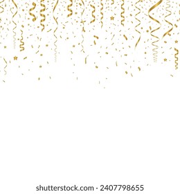 Vector confetti. Golden tinsel, confetti fall from the sky. Shiny confetti . Holiday, birthday. vector illustration