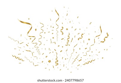 Vector confetti. Paletilla dorada, confeti cae del cielo. Confeti brillante. Vacaciones, cumpleaños. ilustración vectorial