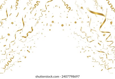 Vector confetti. Golden tinsel, confetti fall from the sky. Shiny confetti . Holiday, birthday. vector illustration