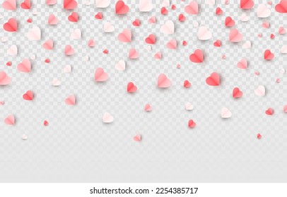 Vector confetti from hearts. Hearts are falling from the sky png. Heart, confetti png. Multicolored paper elements. Valentine's Day, March 8, Mother's Day.