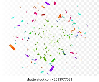 Vector confetti  Multi-colored tinsel, an explosion of confetti on a transparent background. Multicolored confetti