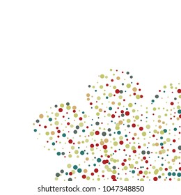 Vector confetti on transparent background. Falling tinsel and confetti from minimalistic geometrical confetti and ribbons. Flat falling glitter. Abstract triangles and ribbons on label.