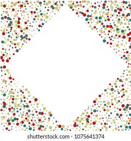 Vector confetti on transparent background. Falling tinsel and confetti from minimalistic geometrical confetti and ribbons. Flat falling glitter. Abstract triangles and ribbons on label.