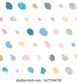 Vector confetti pattern. Modern polka dot seamless background.
Pastel colored shapes with worn out texture on white background.
