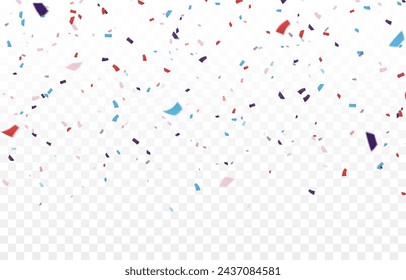 Vector confetti png. Falling colorful confetti. Confetti, serpentine, tinsel. Festive decoration, birthday.