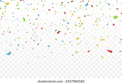 Vector confetti png. Falling colorful confetti. Confetti, serpentine, tinsel. Festive decoration, birthday.