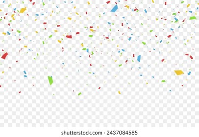 Vector confetti png. Falling colorful confetti. Confetti, serpentine, tinsel. Festive decoration, birthday.