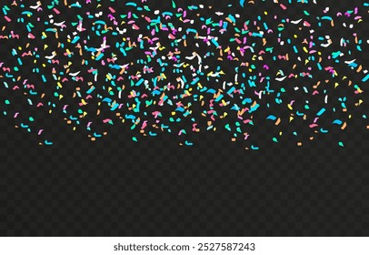 Vetor confetti png. Confete cai do céu. Confetes brilhantes em um fundo transparente. Feriado, aniversário.