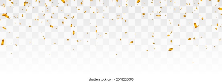 Vector confetti png. Gold confetti falls from the sky. confetti, streamer, tinsel on a transparent background. Holiday, birthday.