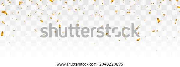 Vector confetti png. Gold confetti falls from\
the sky. confetti, streamer, tinsel on a transparent background.\
Holiday, birthday.