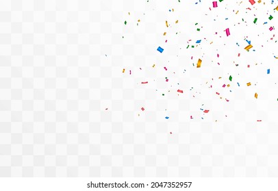 Vector confetti png. Multicolored confetti falls from the sky. confetti, serpentine, tinsel on a transparent background. Holiday, birthday.