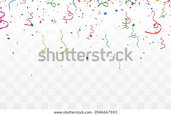 Vector confetti png. Multicolored confetti\
falls from the sky. confetti, serpentine, tinsel on a transparent\
background. Holiday,\
birthday.