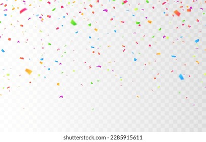 Vector confetti png. Lechuga multicolor, confeti cae del cielo sobre un fondo transparente. Png multicolor de confeti. vacaciones, cumpleaños.