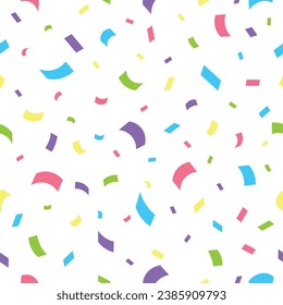 Vector confetti seamless pattern on white background.Colorful paper cuts, sprinkles or sweet sugar decorations background. Colorful pattern for birthday, party, celebration or for any other concept.