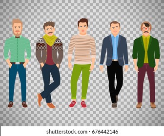 Vector confident fashion man in casual clothes isolated on transparent background