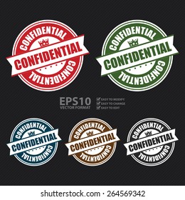 Vector : Confidential Stamp, Badge, Banner, Sign, Tag, Label, Sticker or Icon