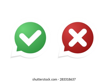 Vector Confirm and Cancel icon. Vector illustration.