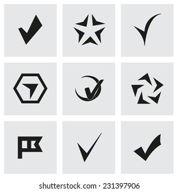 Vector confirm icons set on grey background
