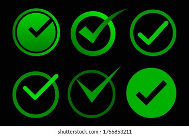 Vector confirm icons set. Yes icon. Check Mark icon.