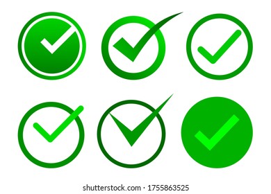 Conjunto de iconos de confirmación del vector. Sí. Marcar icono.