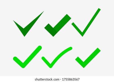 Vector confirm icons set. Yes icon. Check Mark icon.