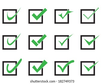 Vector confirm icons set. Yes icon. Check Mark icon.