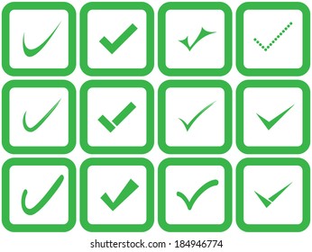Vector confirm icons set. Yes icon. Check Mark icon.