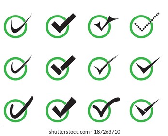Vector confirm icons set. Yes icon. Check Mark icon.