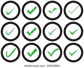 Vector confirm icons set. Yes icon. Check Mark icon.